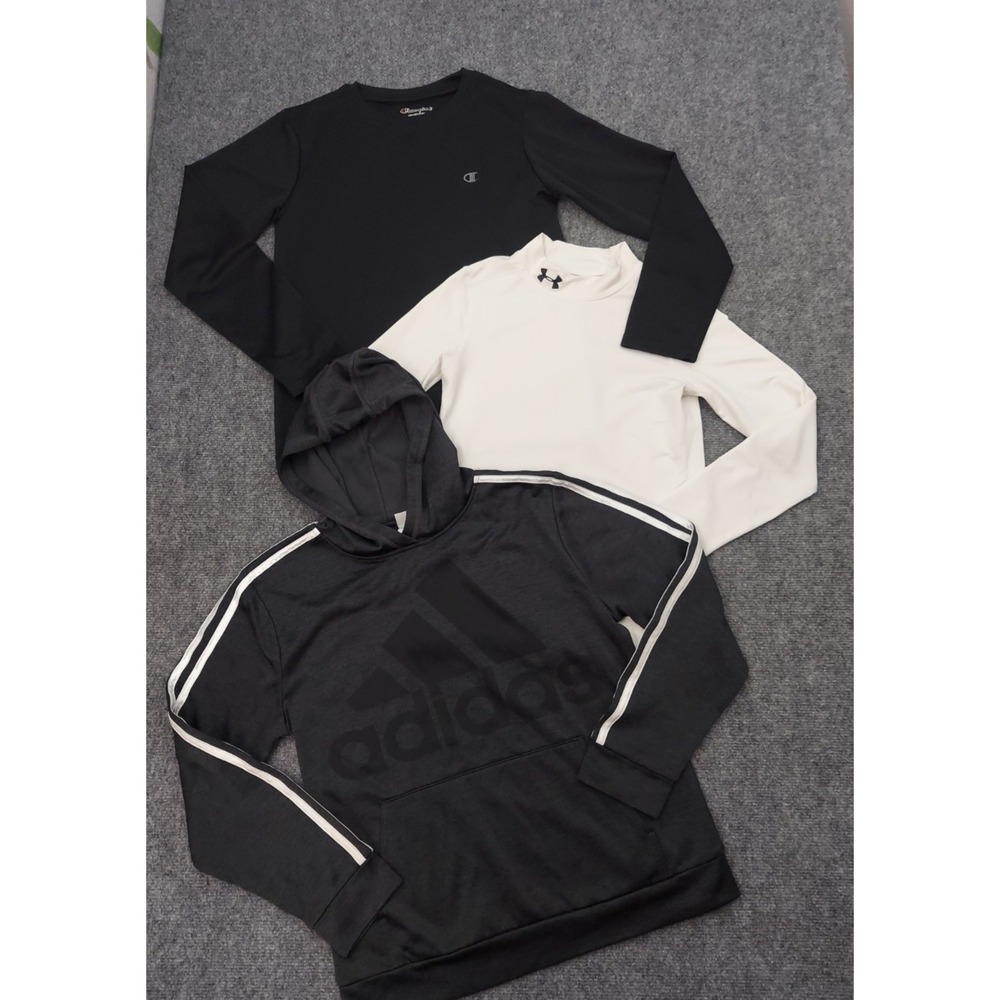 Lot 3 UNDER ARMOUR ADIDAS CHAMPION Hoodie Shirt Boys Youth Large Mock Neck Warm